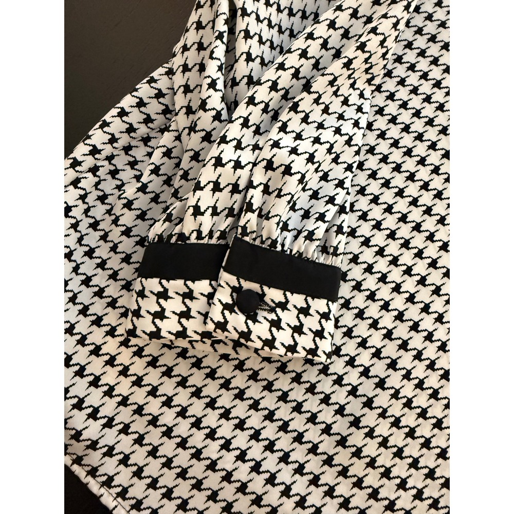 Maggie Barnes Houndstooth Bow Blouse Womens Size 28 Button-Down Holiday Office - Picture 4 of 13